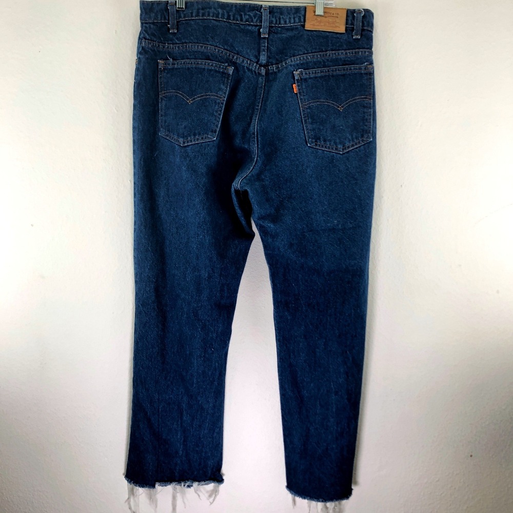 Vintage 1985 Levis 509 Orange Tab Jeans Mens 40x27 Dark Wash Straight‎ Raw Hem